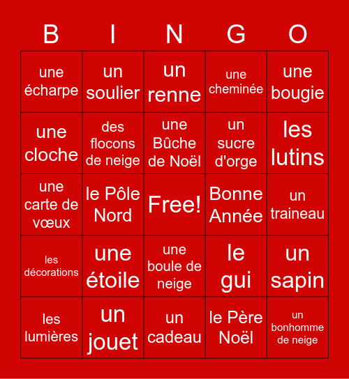 LES FÊTES D'HIVER Bingo Card