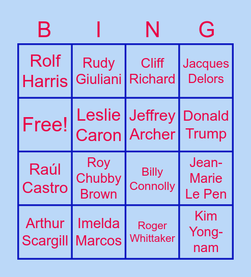 Death Wish Bingo foethe Over 70s Bingo Card