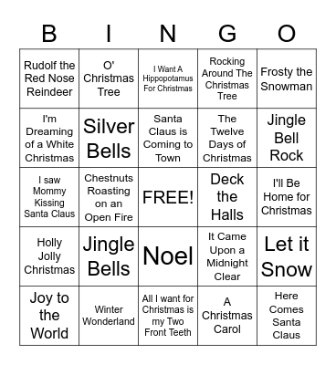 Christmas Carols Bingo Card