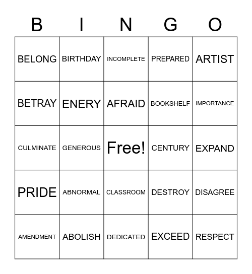 REWARDS BINGO Card