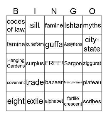 epic Bingo Card