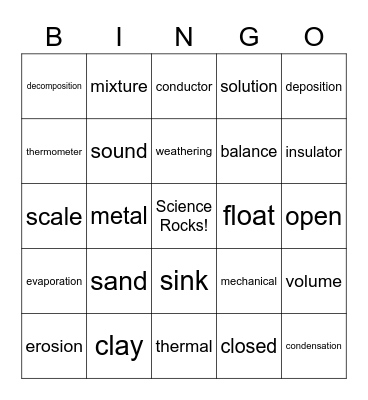 4th Grade Fall Semester Bingo Card
