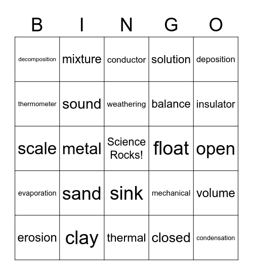 4th Grade Fall Semester Bingo Card