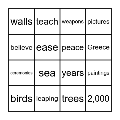 2.7   2,000 Years of Peace Bingo Card