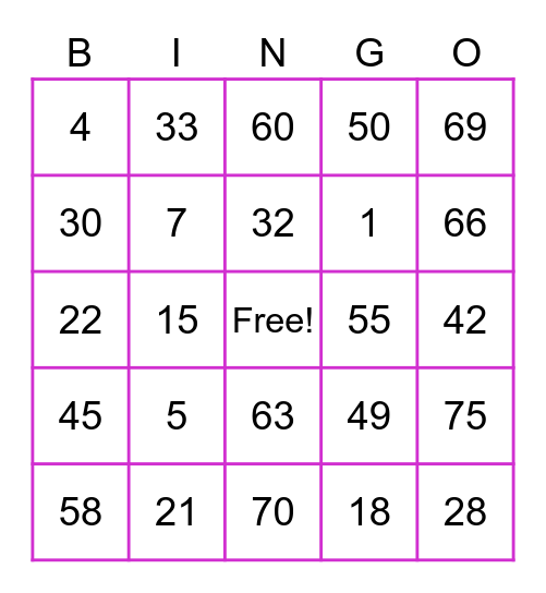 Maria Isabel Lingad Bingo Card