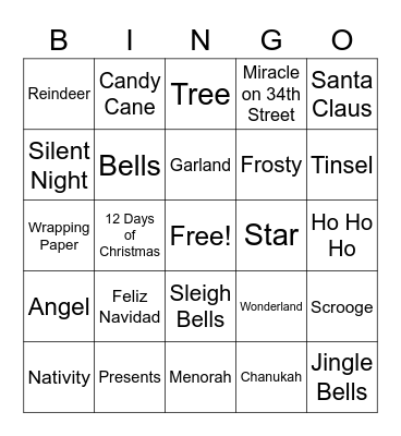 Happy Holidays Bingo Card