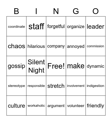 Level 4 Unit 7 Vocabulary Words Bingo Card