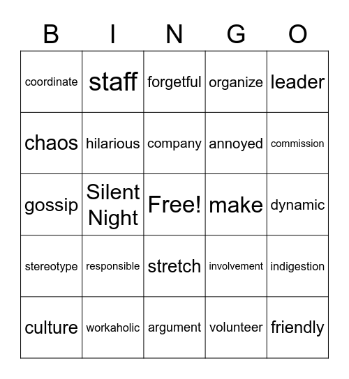 Level 4 Unit 7 Vocabulary Words Bingo Card