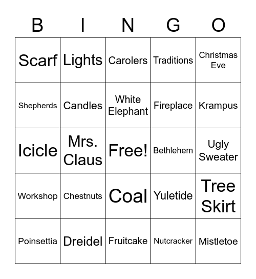 Happy Holidays Bingo Card