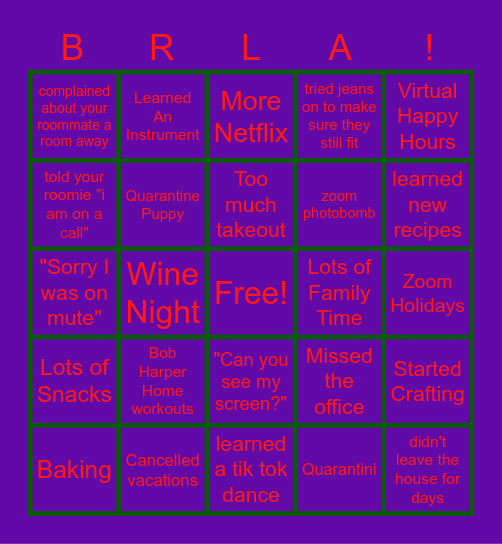 BRILINTA Holiday Breakfast Bingo Card