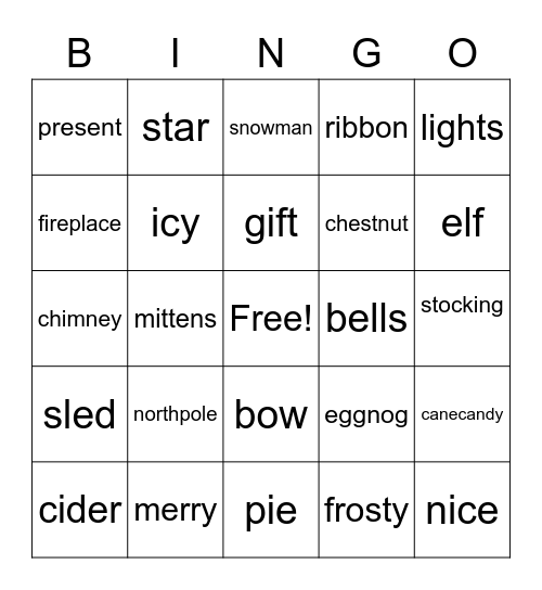 xmas party Bingo Card