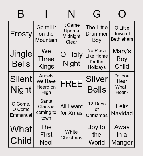 MUSIC Bingo Card