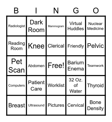 Radiology Holiday Bingo Card