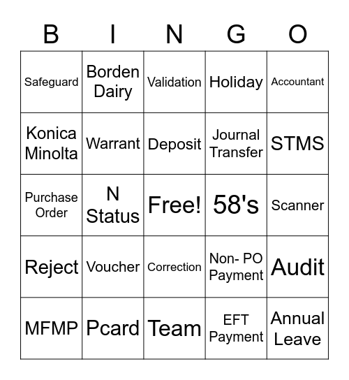 F&A Bingo Card