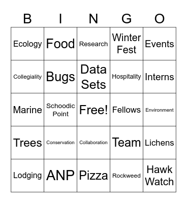 Schoodic Institute Bingo Card