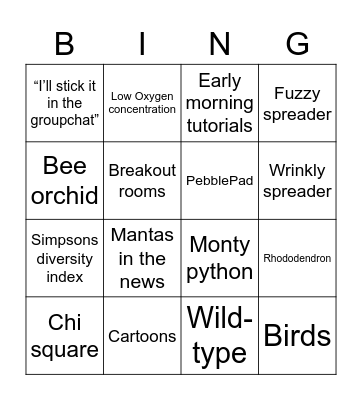 Bio Musketeers Bingo Card