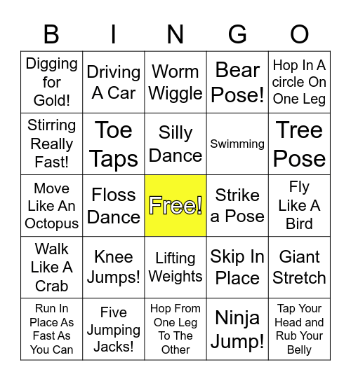 Body Bingo! Bingo Card