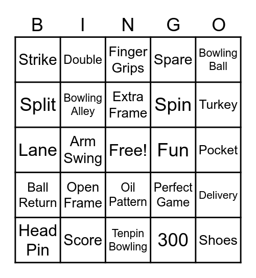 Bowling Bingo Card