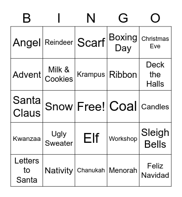 Happy Holidays Bingo Card