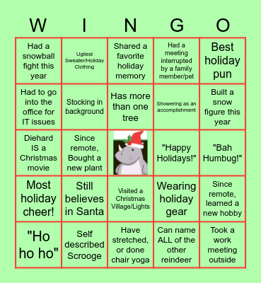 WAG Remote Holiday Bingo Card