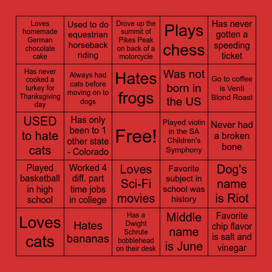 FS Bingo Card