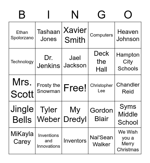 Intro To Tech Bingo Card