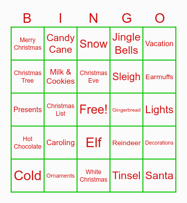 Christmas Bingo Card