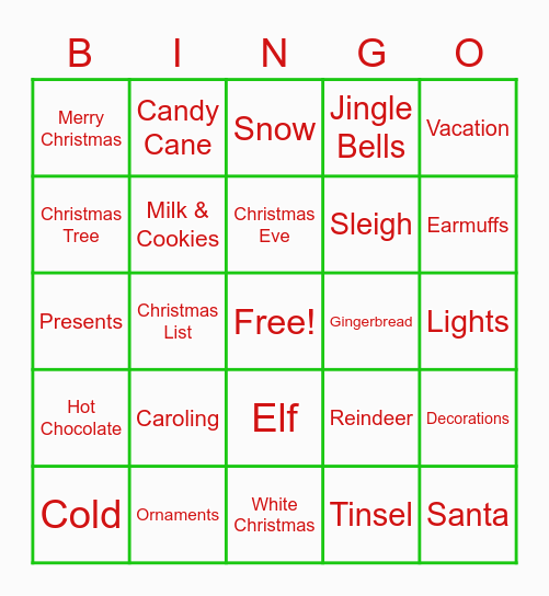 Christmas Bingo Card