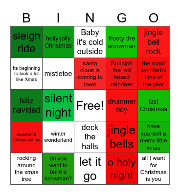 Christmas Music Bingo Card