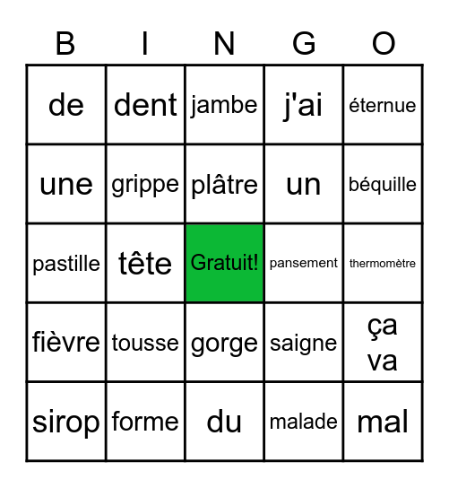 La Santé Bingo Card