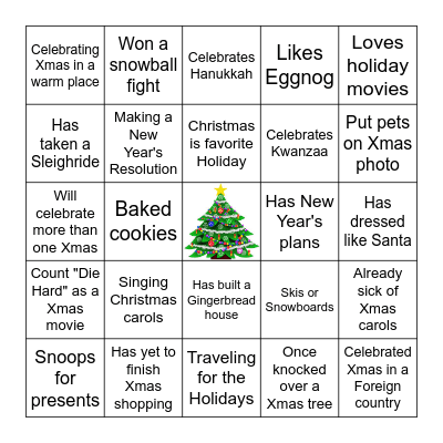 Holiday Bingo Card