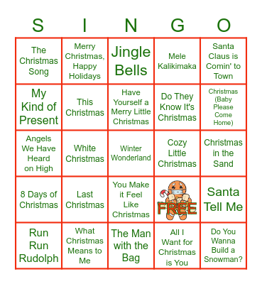 Christmas Mix Bingo Card