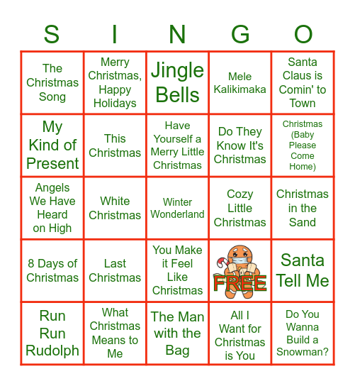 Christmas Mix Bingo Card