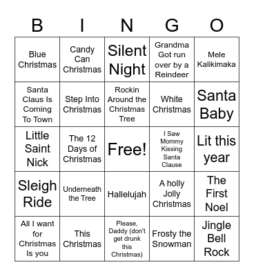 Christmas Music Bingo Card