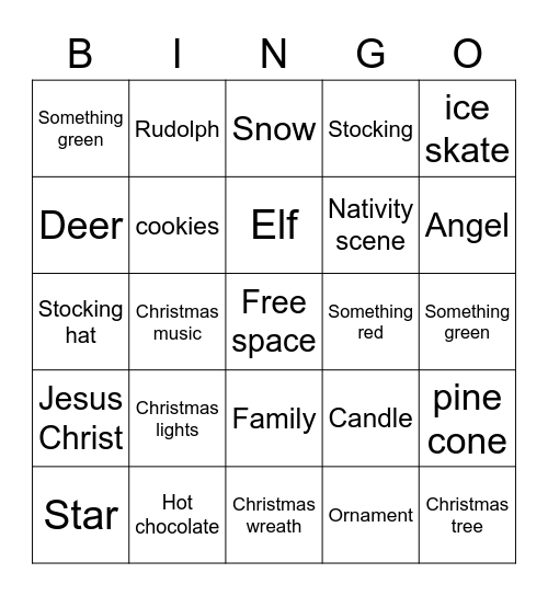 JYF Christmas Bingo Card