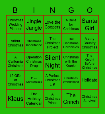 Netflix and Christmas Bingo Card