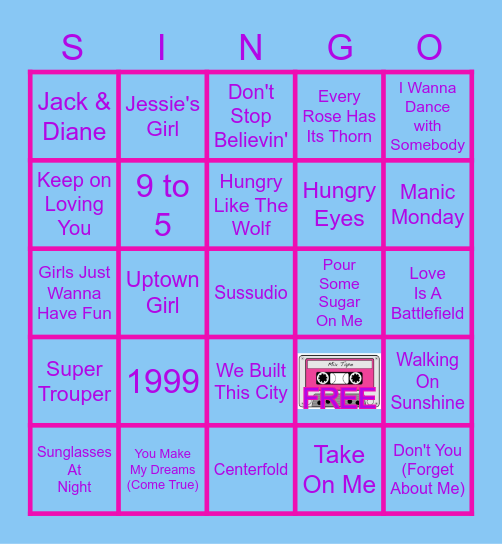 80's Throwback Bingo Card