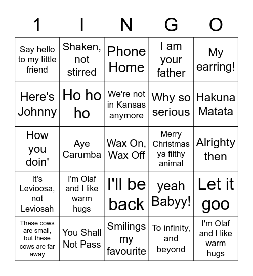 AVMC 1 Bingo Card