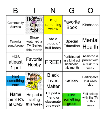 Unity Club Bingo Card