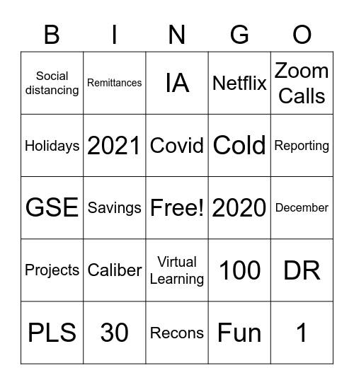 Investor Servicing's Reindeer Social Bingo Card