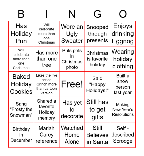 Bakery Virtual Bingo Card