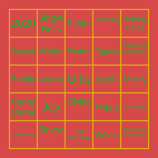 Recruitment Services Holiday Bingo Card