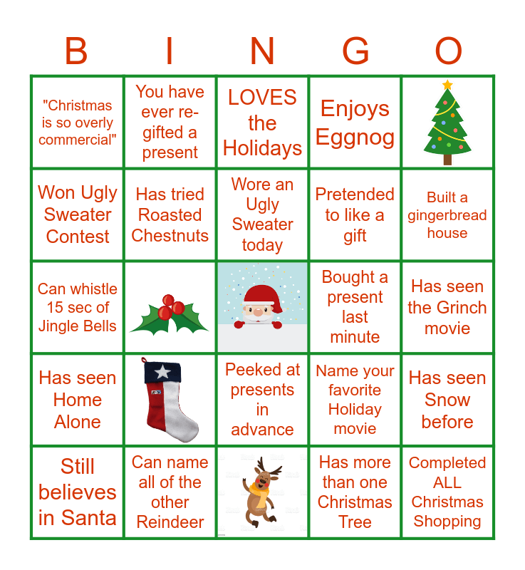Virtual Holiday Bingo 2020 Bingo Card