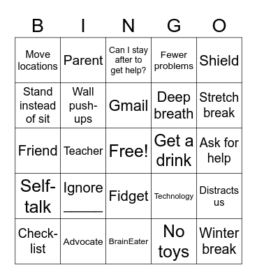 Advocate Bingo Card