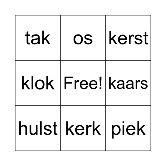 kerst 2020 Bingo Card