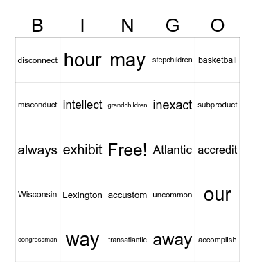 3.4 BINGO Card