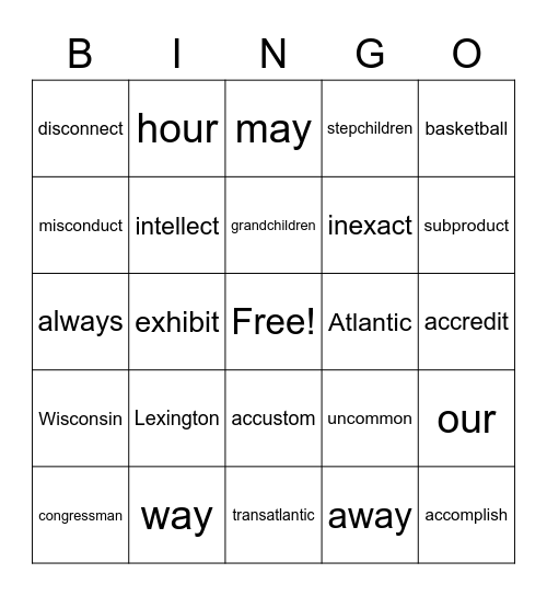 3.4 BINGO Card