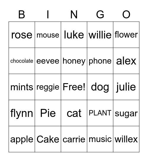 VOCAB Bingo Card