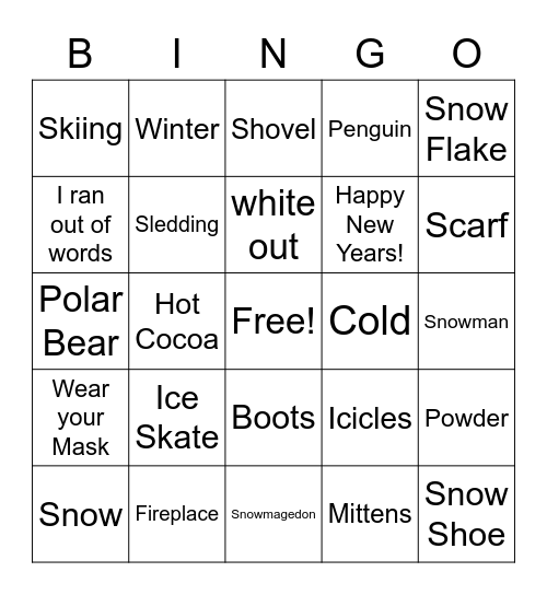 Snowy Bingo Card