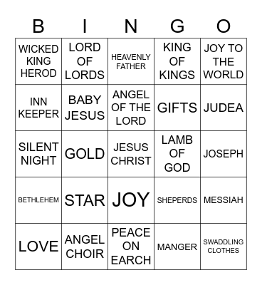 CHRISTMAS NATIVITY Bingo Card